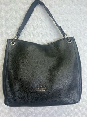 KATE SPADE Black soft Pebbled Leather Shoulder Hobo